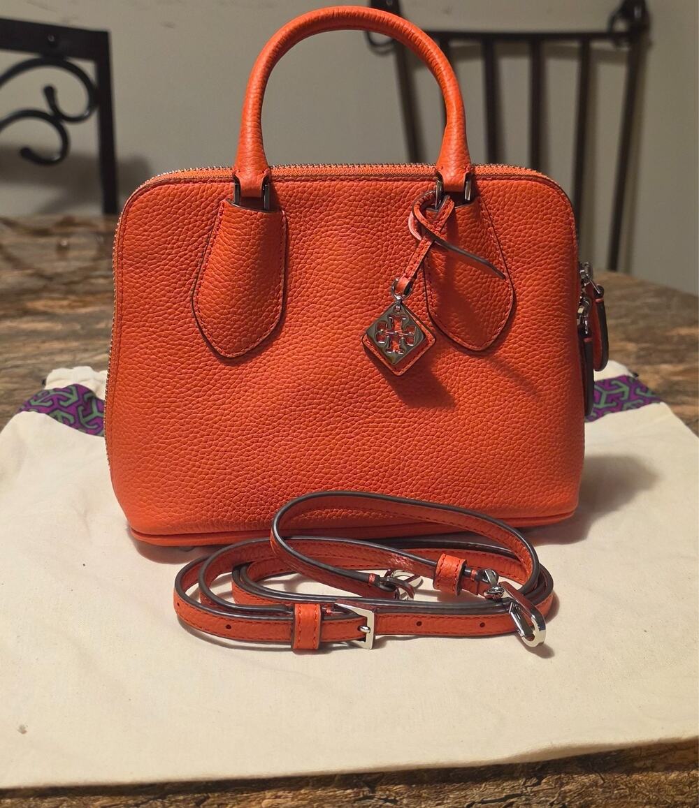Tory Burch Mini Swing Satchel 155619 Lava Orange Leather Crossbody